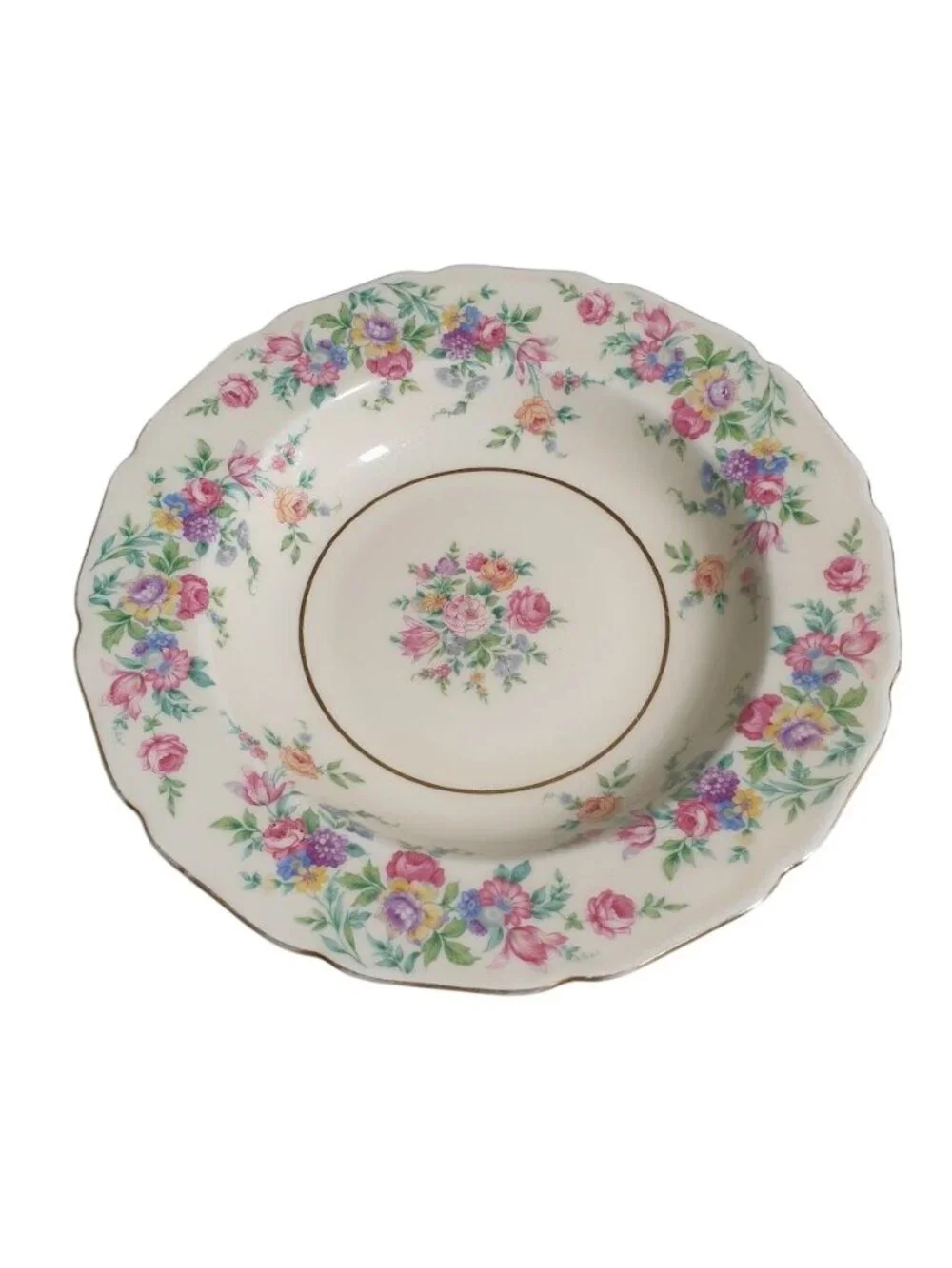 Thomas Ivory Bavaria Mayfair Floral Rimmed Soup Bowl Vintage Porcelain Gold Trim
